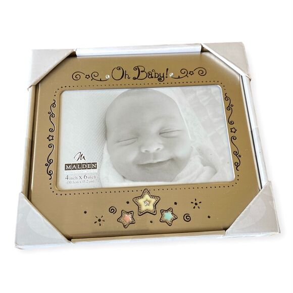 Baby Picture Frame for 4x6 Photo Silver Nursery Decor Baby Shower Gift Parents - Picture 1 of 4